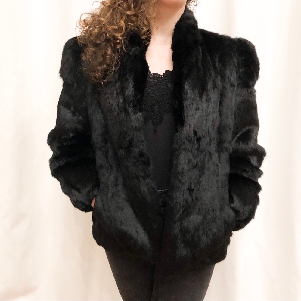 ❗️SOLD Sergio Valente Black Rabbit Fur Coat